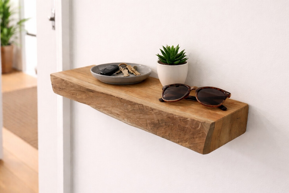 Ablage-Massivholz-Teak-Baumkante-Unikat