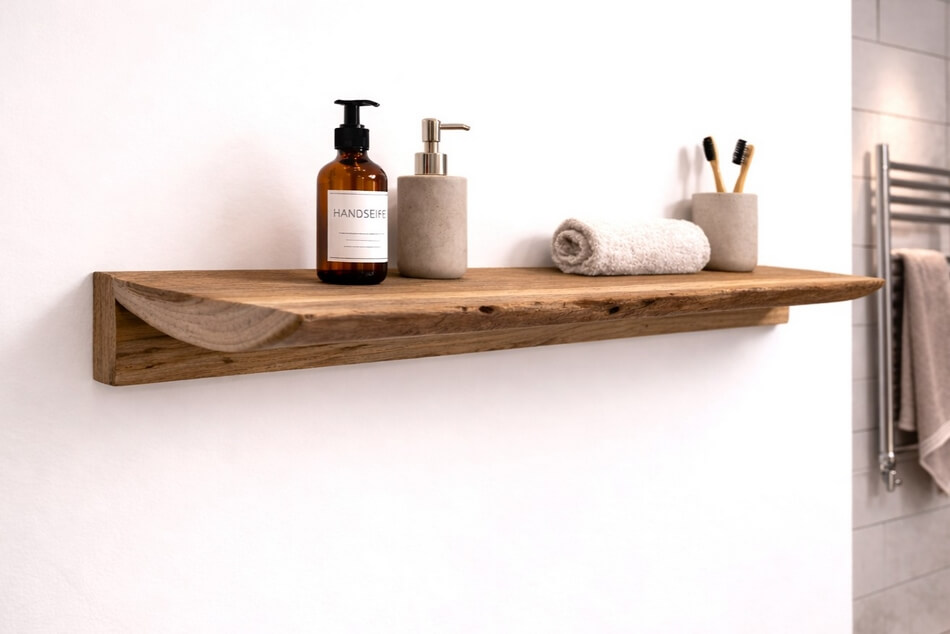 Ablagebalken-Wandboard-Massiv-Holz-Teak-Ablage