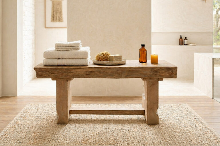 Badezimmer-Bank-Teakholz-Massiv-Unikat-Nummer-9