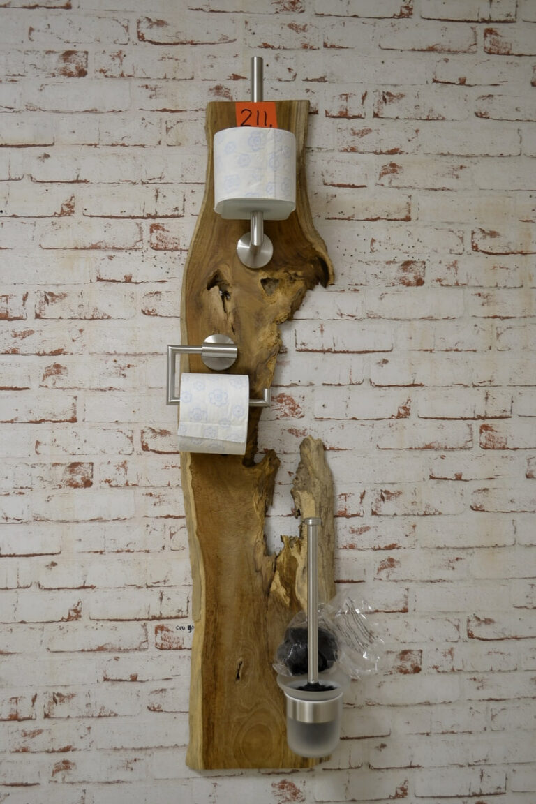 Badgarnitur-Holz-Toilettenpapierhalter-Massiv-hängend-Unikat-nr-211