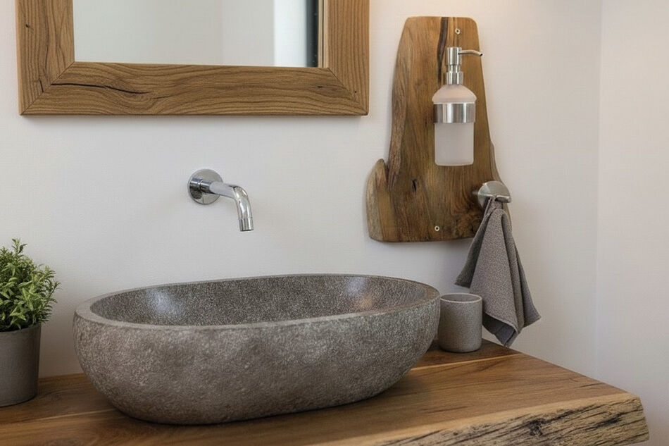 Badgarnitur-Unikat-Massivholz-Teak-mit-Seifenspender