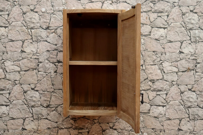 Hängeschrank-Badschrank-schmal-Teakholz-Massiv-60-cm-hoch-Modell-Couch-rechts-oeffnend