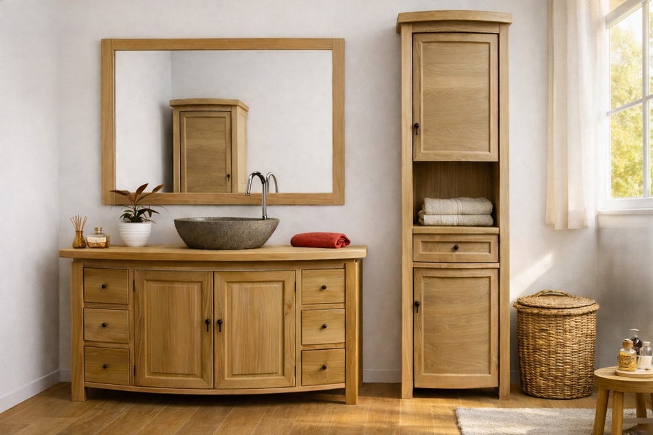 Hochschrank-stehend-Massiv-Teak-Badezimmerschrank-190-cm