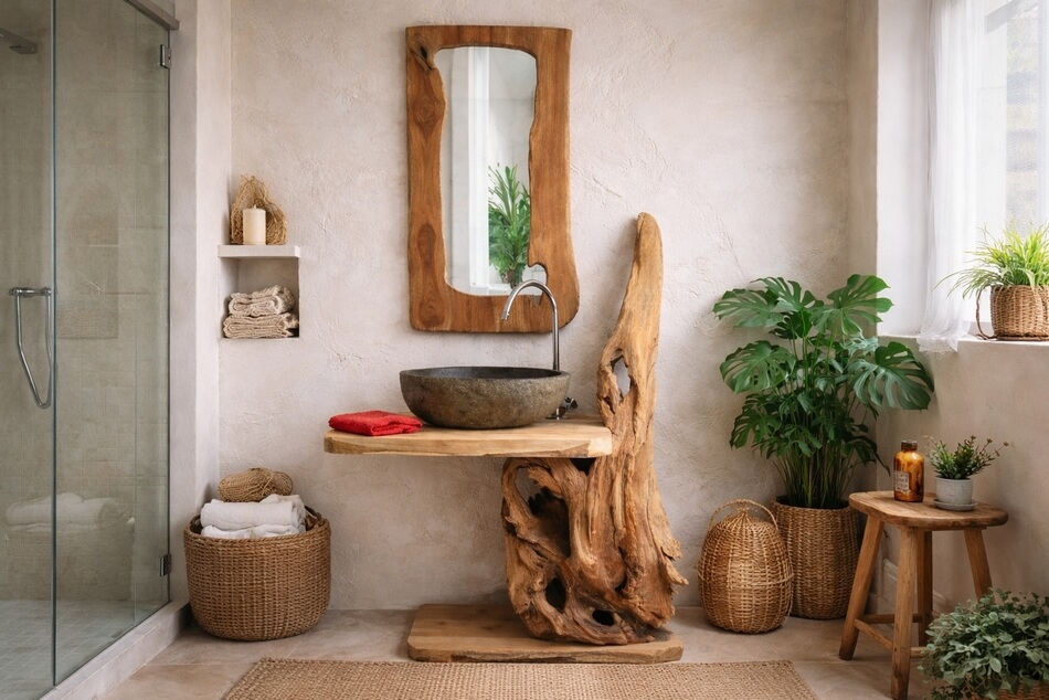 Holzspiegel-Wandspiel-Wurzelholz-Altholz-Teak