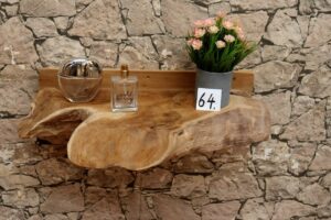 Konsole-Wandboard-Wurzelholz-Massiv-Teak-Unikat-Ablage-Nummer-64