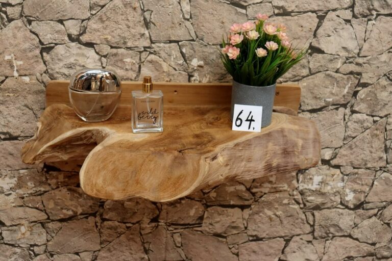 Konsole-Wandboard-Wurzelholz-Massiv-Teak-Unikat-Ablage-Nummer-64