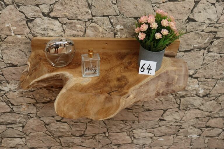 Konsole-Wandboard-Wurzelholz-Massiv-Teak-Unikat-Ablage-Nummer-64