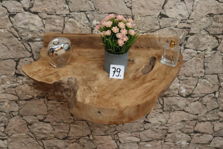 Konsole-Wandboard-Wurzelholz-Massiv-Teak-Unikat-Ablage-Nummer-79