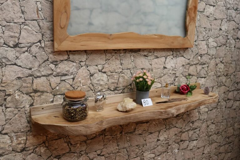 Konsole-Wandboard-Wurzelholz-Massiv-Teak-Unikat-Ablage-Nummer-80