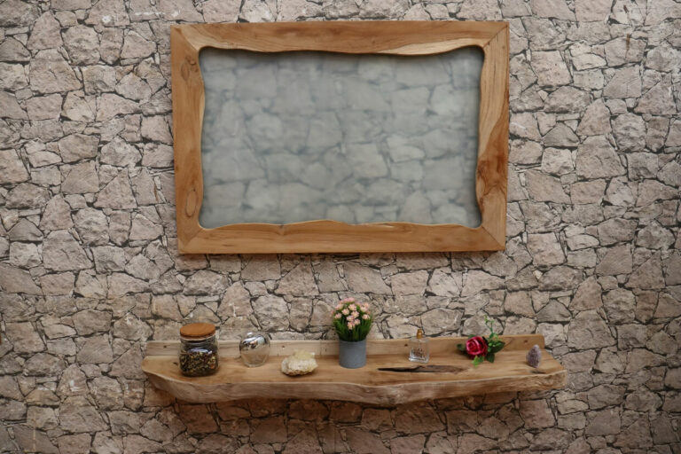 Konsole-Wandboard-Wurzelholz-Massiv-Teak-Unikat-Ablage-Nummer-80