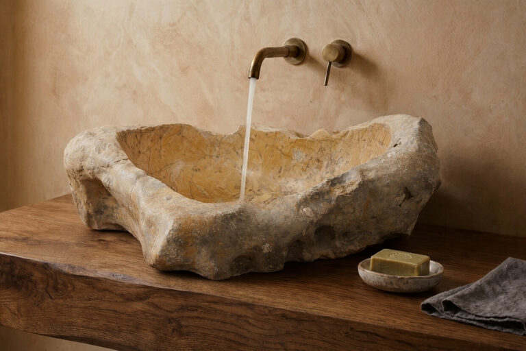 Marmor-Waschbecken-Groß-86-cm-Aufsatzwaschbecken-Naturstein-Unikat-nummer-168