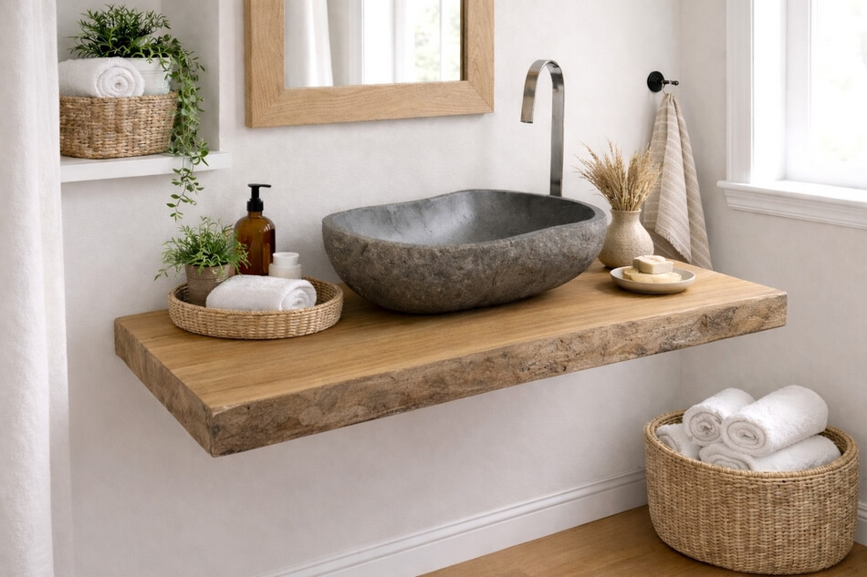 Rechteckige-Waschtischplatte-Massivholz