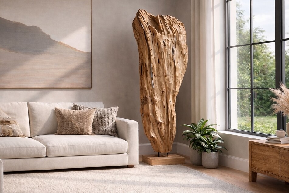 Skulptur-Unikat-Holz-Massiv-Teak-Dekoration