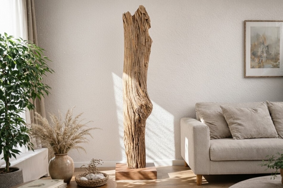 Skulptur-Unikat-Teakholz-Massiv-Dekoration-Wohnzimmer