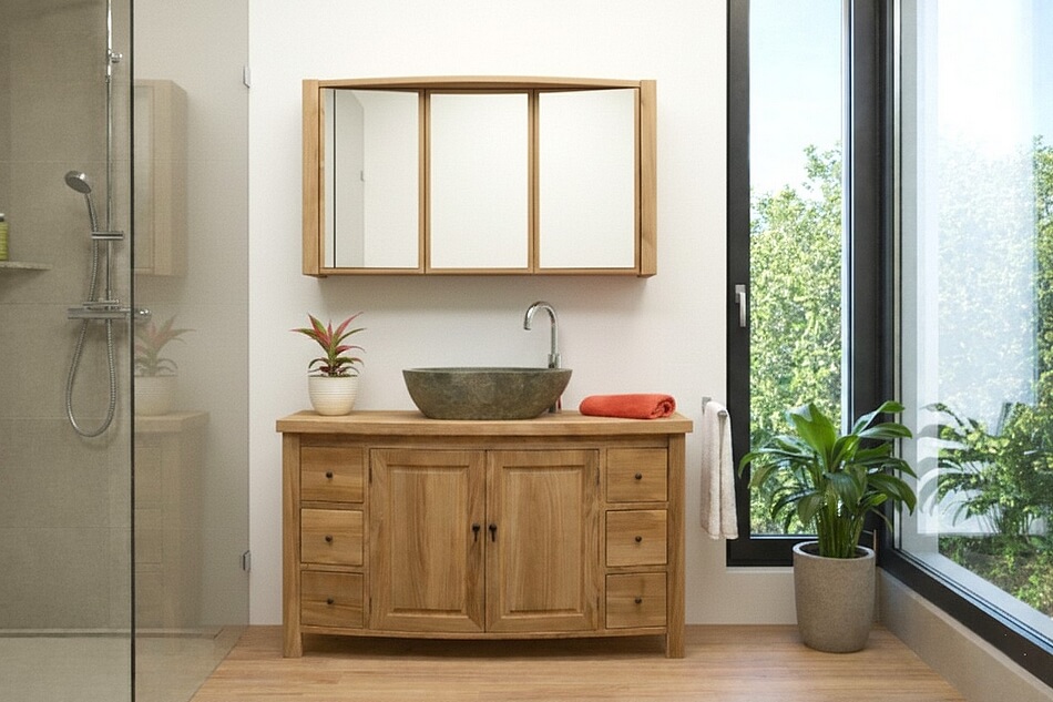 Spiegelschrank-Massivholz-Teak-120cm-Badezimmer