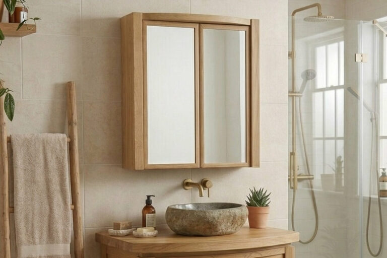 Spiegelschrank-Massivholz-Teak-60-cm