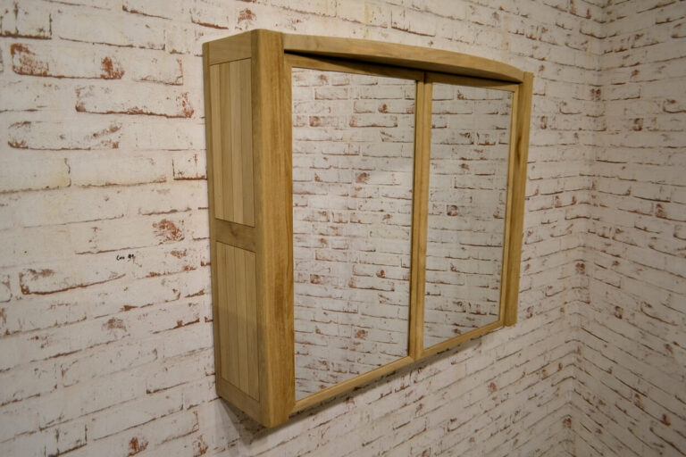 Spiegelschrank-Massivholz-Teak-Badezimmerspiegel-80-cm