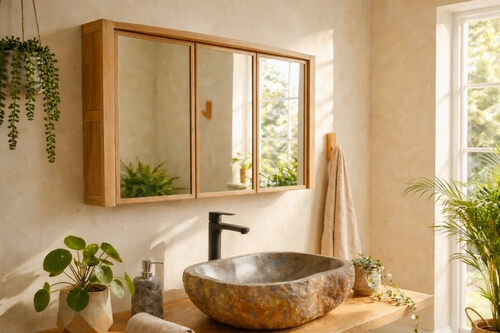 Spiegelschrank-Massivholz