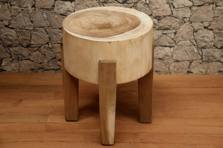 Teakholz-Hocker-Massiv-Unikat-Baumhocker