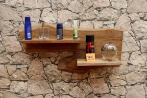 Wandregal-Holz-Teak-Ablage-Unikat-Bad-Nr-39