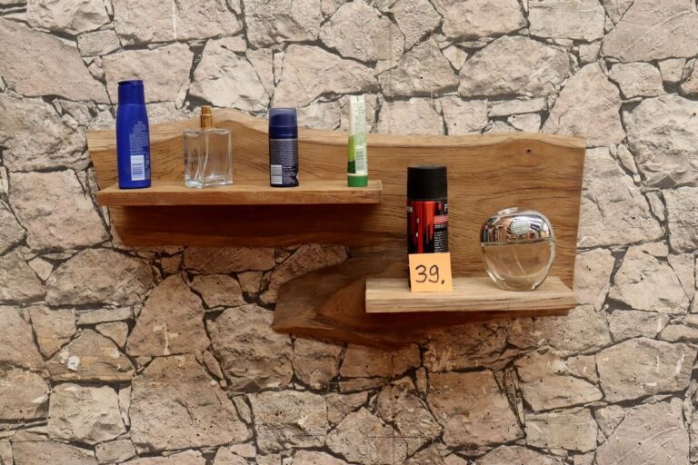 Wandregal-Holz-Teak-Ablage-Unikat-Bad-Nr-39