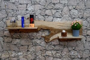 Wandregal-Holz-Teak-Ablage-Unikat-Bad-Nr-41