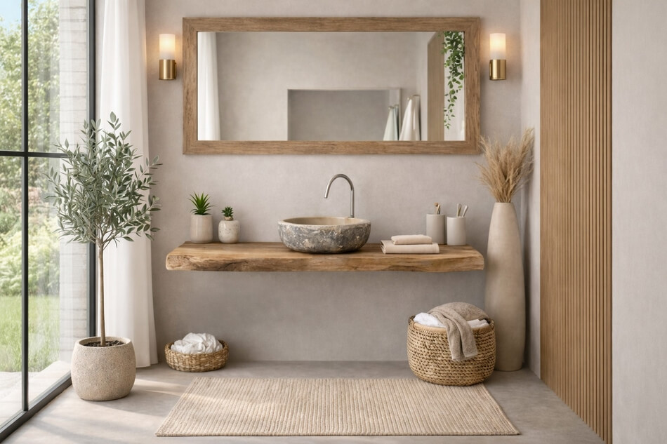 Wandspiegel-Massivholz-Rechteckig-Groß-Teak