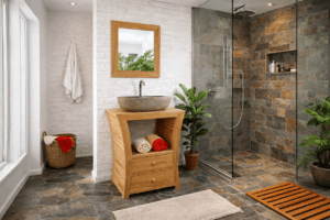 Waschbeckenunterschrank-Massiv-Holz-Teak-Designer-65cm