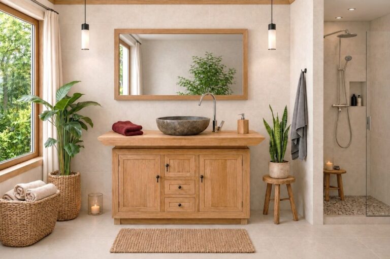 Waschbeckenunterschrank-Massiv-Teakholz-TV-geschlossen-125cm-Breit