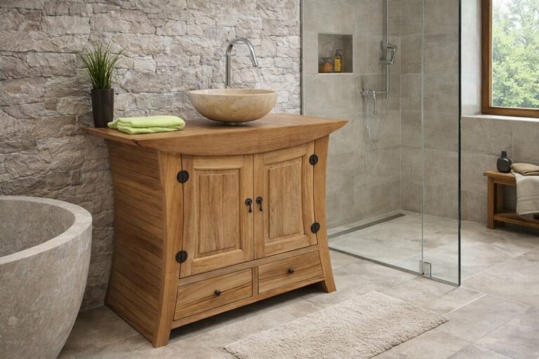 Waschbeckenunterschrank-Massivholz-Teak-Badezimmer-Moebel-Designer-100-cm