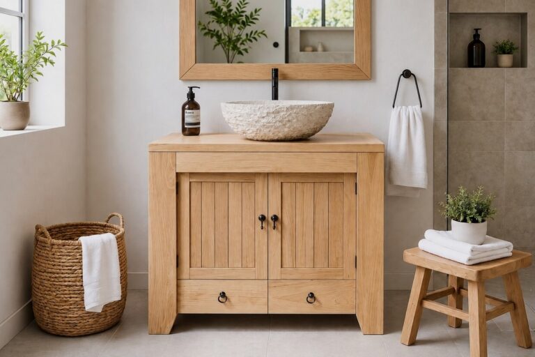 Waschbeckenunterschrank-Massivholz-Teak-Batavia-90cm-Breit Waschbeckenunterschrank-Massivholz-Teak-Batavia-90cm-Breit