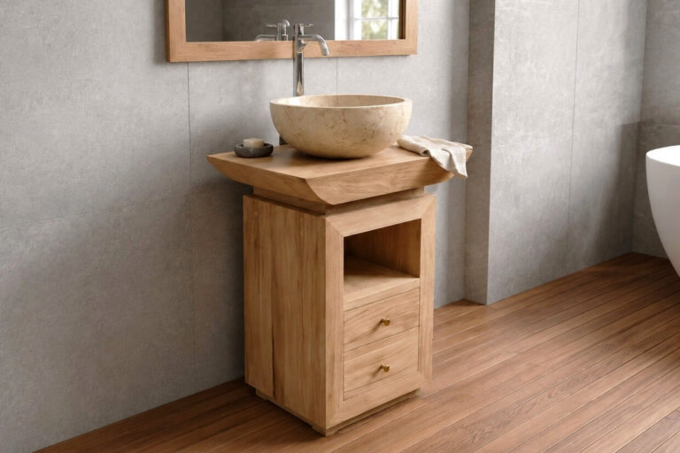 Waschbeckenunterschrank-Massivholz-Teak-TV-60cm-Breit Waschbeckenunterschrank-Massivholz-Teak-TV-60cm-Breit