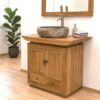 Waschbeckenunterschrank-Massivholz-Teak-TV-90cm-Breit