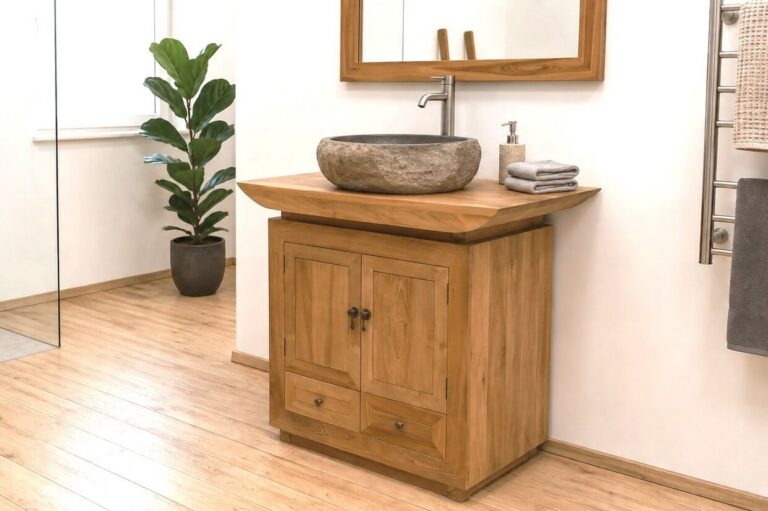 Waschbeckenunterschrank-Massivholz-Teak-TV-90cm-Breit Waschbeckenunterschrank-Massivholz-Teak-TV-90cm-Breit