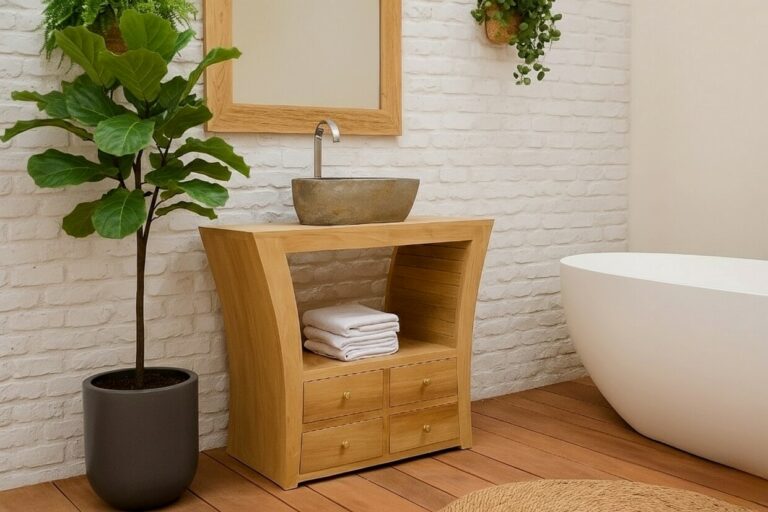 Waschbeckenunterschrank-Teakholz-K-Designer 80