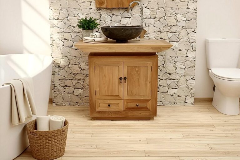 Waschbeckenunterschrank-Teakholz-TV90