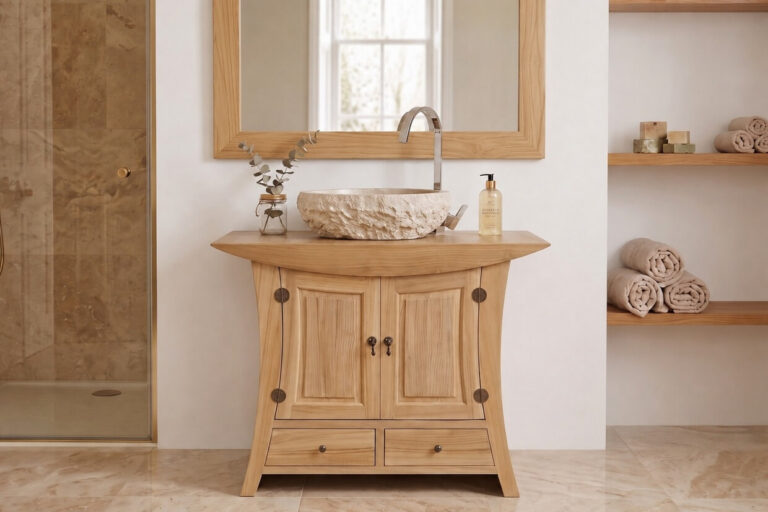 Waschbeckenunterschrank-Teakholz-Waschtisch-Massiv-Designer-100-cm Waschbeckenunterschrank-Teakholz-Waschtisch-Massiv-Designer-100-cm
