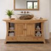 Waschbeckenunterschrank-Teakholz-Waschtisch-Massiv-Designer-140-cm