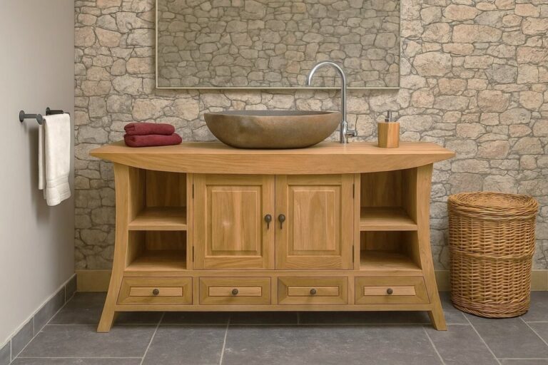 Waschbeckenunterschrank-Teakholz-Waschtisch-Massiv-Designer-160-cm Waschbeckenunterschrank-Teakholz-Waschtisch-Massiv-Designer-160-cm