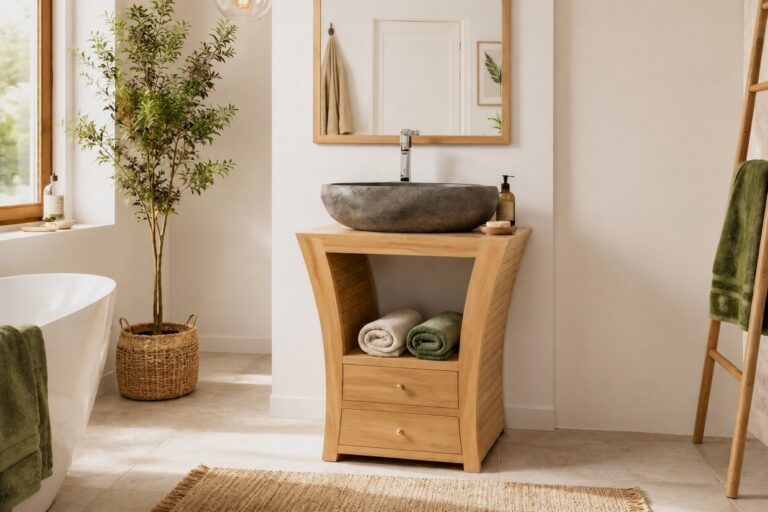 Waschbeckenunterschrank-Teakholz-Waschtisch-Massiv-Designer-65-cm Waschbeckenunterschrank-Teakholz-Waschtisch-Massiv-Designer-65-cm