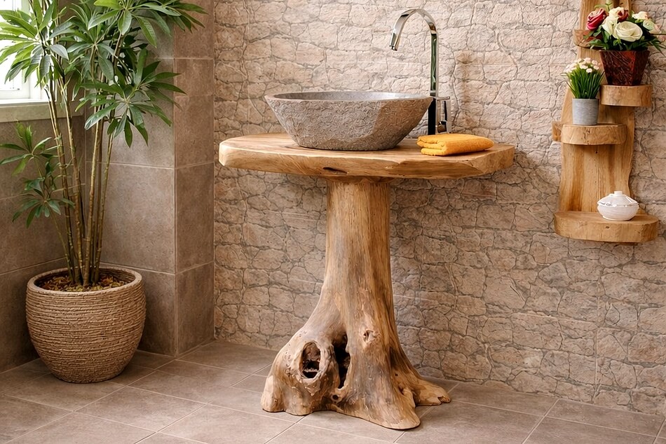 Waschtisch-Massivholz-Teak-Badmoebel-Unterschrank-Unikat