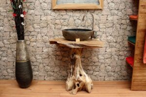 Waschtisch-Unterschrank-Teakholz-Massiv-Wurzeltisch-Nummer-510
