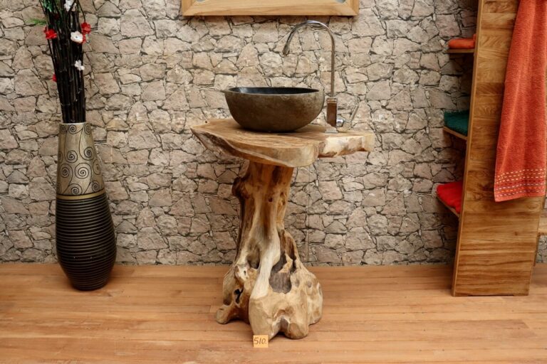 Waschtisch-Unterschrank-Teakholz-Massiv-Wurzeltisch-Nummer-510