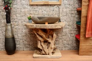 Waschtisch-Unterschrank-Teakholz-Massiv-Wurzeltisch-Nummer-517