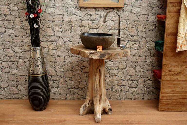 Wurzelholz-Waschtisch-Unikat-Massiv-Teak-Nr-451