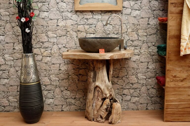 Wurzelholz-Waschtisch-Unikat-Massiv-Teak-Nr-454