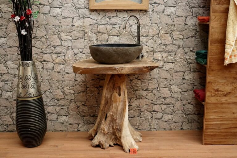 Wurzelholz-Waschtisch-Unikat-Massiv-Teak-Nr-470
