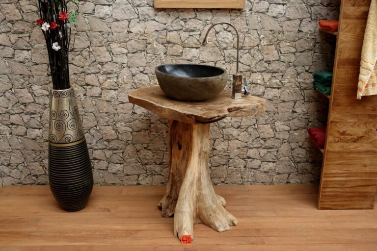 Wurzelholz-Waschtisch-Unikat-Massiv-Teak-Nr-470