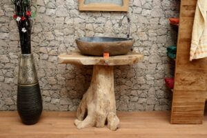 Wurzelholz-Waschtisch-Unikat-Massiv-Teak-Nr-471