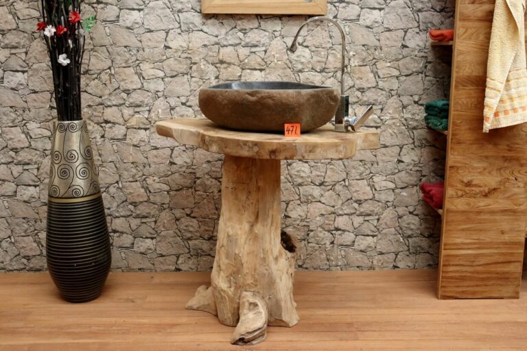 Wurzelholz-Waschtisch-Unikat-Massiv-Teak-Nr-471